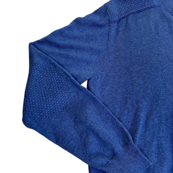 Massimo Dutti Mens Sz M Blue Cotton Cashmere Blend Fine-knit Henley Sweater - Picture 11 of 16